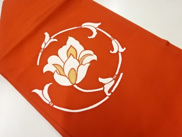 リサイクル　塩瀬唐花模様刺繍名古屋帯